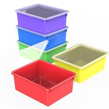 STOREX Storex 62542U05C Letter Size 10 x 13 x 5 in. Deep Storage Tray with Lid; Assorted Color - Pack of 5 62542U05C
